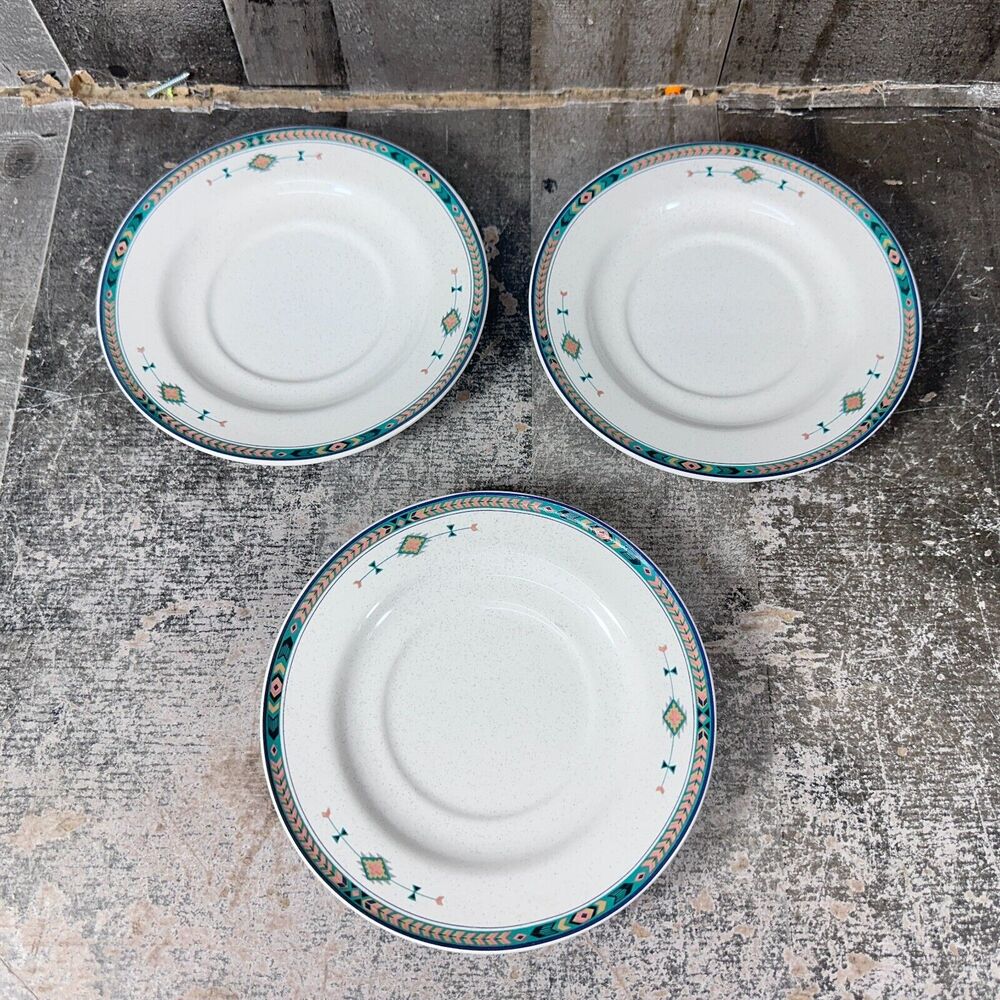 Set of 4 Studio Nova "Adirondack" Salad Plates 8 1/4" Southwestern Aztec Design‎